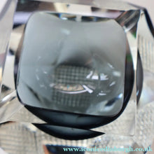 Load image into Gallery viewer, 1960s MURANO Glass Bowl. Vintage Sommerso Geode Grey and Clear Glass Chunky Bowl
