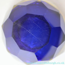 Load image into Gallery viewer, 1960s MURANO Shallow Round Glass Bowl. Vintage Sommerso Geode Blue, Yellow and Clear Bowl
