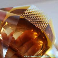 Load image into Gallery viewer, 1960s MURANO Glass Bowl. Vintage Sommerso Geode Golden Amber and Clear Glass Chunky Bowl
