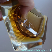 Load image into Gallery viewer, 1960s MURANO Glass Bowl. Vintage Sommerso Geode Golden Amber and Clear Glass Chunky Bowl
