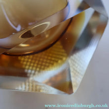 Load image into Gallery viewer, 1960s MURANO Glass Bowl. Vintage Sommerso Geode Golden Amber and Clear Glass Chunky Bowl
