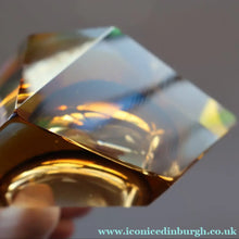Load image into Gallery viewer, 1960s MURANO Glass Bowl. Vintage Sommerso Geode Golden Amber and Clear Glass Chunky Bowl
