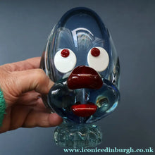 Load image into Gallery viewer, Vintage 1960s MURANO Glass Comical Dog with Large Head with Large Applied Eyes, Red Nose and Wee Sticky Out Tongue
