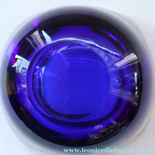 Load image into Gallery viewer, 1960s MURANO Small Square Glass Bowl. Vintage Sommerso Geode Blue Interior Cased in Yellow &amp; Clear
