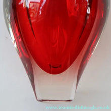 Load image into Gallery viewer, 1960s Murano SOMMERSO Fish Tail Vase. Red Glass Cased with Clear. 8 inches high - European Glass
