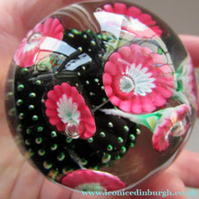 Load image into Gallery viewer, Vintage Murarno Fratelli Toso Paperweight with Print Flowers
