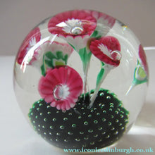 Load image into Gallery viewer, Vintage Murarno Fratelli Toso Paperweight with Print Flowers
