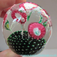 Load image into Gallery viewer, Vintage Murarno Fratelli Toso Paperweight with Print Flowers

