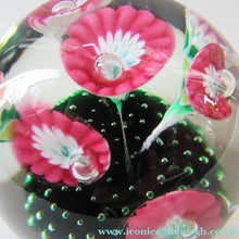 Load image into Gallery viewer, Vintage Murarno Fratelli Toso Paperweight with Print Flowers
