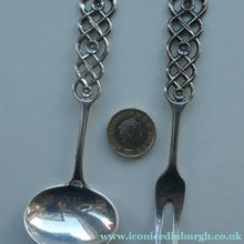Load image into Gallery viewer, David Andersen 1960s NORWEGIAN 830 Solid Silver Pickle Fork and Small Cream Spoon
