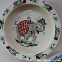Load image into Gallery viewer, 1960s Norwegian Figgjo Flint Pair of Nursery Bowls. Elephant and Bear Designs - European Ceramics
