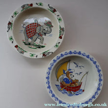Load image into Gallery viewer, 1960s Norwegian Figgjo Flint Pair of Nursery Bowls. Elephant and Bear Designs - European Ceramics
