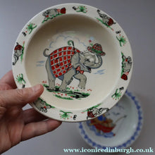 Load image into Gallery viewer, 1960s Norwegian Figgjo Flint Pair of Nursery Bowls. Elephant and Bear Designs - European Ceramics
