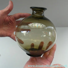 Load image into Gallery viewer, 1960s NORWEGIAN Glass Vase with etched Plus Mark on the base. 7 inches
