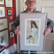 Load image into Gallery viewer, Mid Century Modern Art. Pencil Signed Colour Lithograph. Woman and Child Signed and dated 1963
