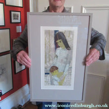 Load image into Gallery viewer, Mid Century Modern Art. Pencil Signed Colour Lithograph. Woman and Child Signed and dated 1963
