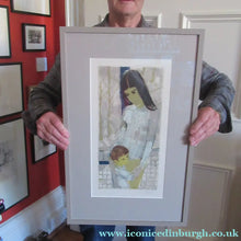 Load image into Gallery viewer, Mid Century Modern Art. Pencil Signed Colour Lithograph. Woman and Child Signed and dated 1963
