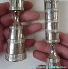 Load image into Gallery viewer, 1960s Pair of Dansk Silver Plate Candlesticks:  LUNA DESIGN by Jens Quistgaard
