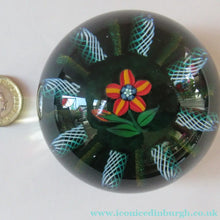 Load image into Gallery viewer, 1960s Paul Ysart Paperweight. Orange Flower with Original Label
