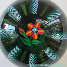 Load image into Gallery viewer, 1960s Paul Ysart Paperweight. Orange Flower with Original Label

