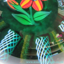 Load image into Gallery viewer, 1960s Paul Ysart Paperweight. Orange Flower with Original Label
