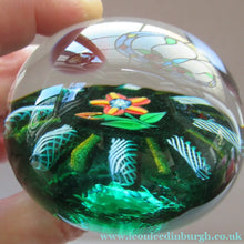 Load image into Gallery viewer, 1960s Paul Ysart Paperweight. Orange Flower with Original Label
