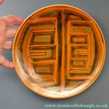Load image into Gallery viewer, 1960s POOLE Shallow Dish or Bowl. Fantastic Abstract Design with Studio Pottery Stamp on Base
