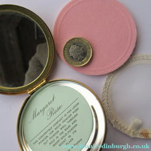 Load image into Gallery viewer, 1960s Gold Tone Margaret Rose Face Powder Compact with Mock Cameo

