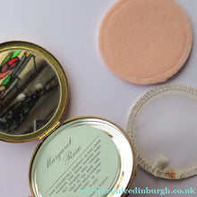 Load image into Gallery viewer, 1960s Gold Tone Margaret Rose Face Powder Compact with Mock Cameo
