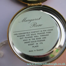 Load image into Gallery viewer, 1960s Gold Tone Margaret Rose Face Powder Compact with Mock Cameo
