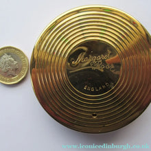 Load image into Gallery viewer, 1960s Gold Tone Margaret Rose Face Powder Compact with Mock Cameo
