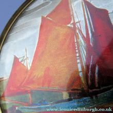 Load image into Gallery viewer, Coloured Foils Vintage Powder Compact with Sailing Ships in Harbour

