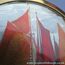 Load image into Gallery viewer, Coloured Foils Vintage Powder Compact with Sailing Ships in Harbour
