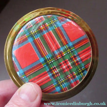 Load image into Gallery viewer, Vintage 1960s Red Tartan Pattern Face Powder Compact
