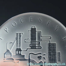 Load image into Gallery viewer, Rare 1960s Bohemia Crystal Glass Medallion with Industrial Imagery. Inscribed: Severocesky Kraj / CSSR
