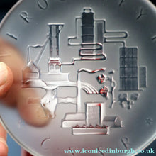 Load image into Gallery viewer, Rare 1960s Bohemia Crystal Glass Medallion with Industrial Imagery. Inscribed: Severocesky Kraj / CSSR

