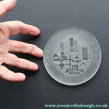 Load image into Gallery viewer, Rare 1960s Bohemian Crystal Glass Medallion with Industrial Imagery. Inscribed: Severocesky Kraj / CSSR

