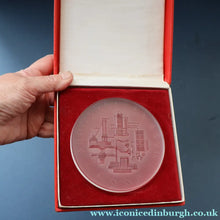 Load image into Gallery viewer, Rare 1960s Bohemia Crystal Glass Medallion with Industrial Imagery. Inscribed: Severocesky Kraj / CSSR

