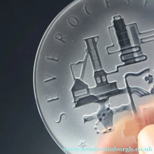 Load image into Gallery viewer, Rare 1960s Bohemia Crystal Glass Medallion with Industrial Imagery. Inscribed: Severocesky Kraj / CSSR
