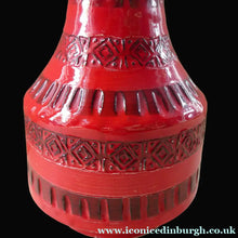 Load image into Gallery viewer, 1960s Red Abstract Italian Vase. Fabulous Shape and Colour, with Incised Decoration
