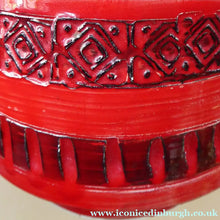 Load image into Gallery viewer, 1960s Red Abstract Italian Vase. Fabulous Shape and Colour, with Incised Decoration
