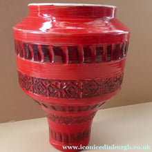 Load image into Gallery viewer, 1960s Red Abstract Italian Vase. Fabulous Shape and Colour, with Incised Decoration
