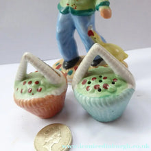 Load image into Gallery viewer, 1960s Salt and Pepper Set or Cruet; Taking the Form of a Chinese Man Carrying Baskets on a Pole
