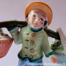 Load image into Gallery viewer, 1960s Salt and Pepper Set or Cruet; Taking the Form of a Chinese Man Carrying Baskets on a Pole
