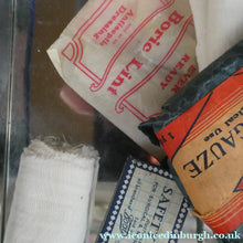 Load image into Gallery viewer, Vintage 1960s SCOTTISH First Aid Kit in a Tin (with some vintage contents). Wallace, Cameron &amp; Co Ltd (Glasgow)
