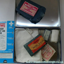 Load image into Gallery viewer, Vintage 1960s SCOTTISH First Aid Kit in a Tin (with some vintage contents). Wallace, Cameron &amp; Co Ltd (Glasgow)
