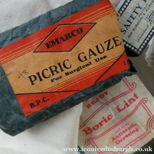 Load image into Gallery viewer, Vintage 1960s SCOTTISH First Aid Kit in a Tin (with some vintage contents). Wallace, Cameron &amp; Co Ltd (Glasgow)
