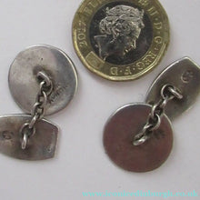 Load image into Gallery viewer, Vintage Scottish Silver Cufflinks. Signed John Hart with Viking and Celtic Patterns
