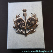 Load image into Gallery viewer, SCOTTISH SILVER. Rare Orkney Vintage Designer Silver "Comedy and Tradegy" Brooch.  Maker's Mark: GMS
