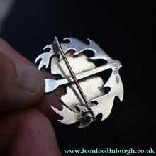 Load image into Gallery viewer, SCOTTISH SILVER. Rare Orkney Vintage Designer Silver "Comedy and Tradegy" Brooch.  Maker's Mark: GMS
